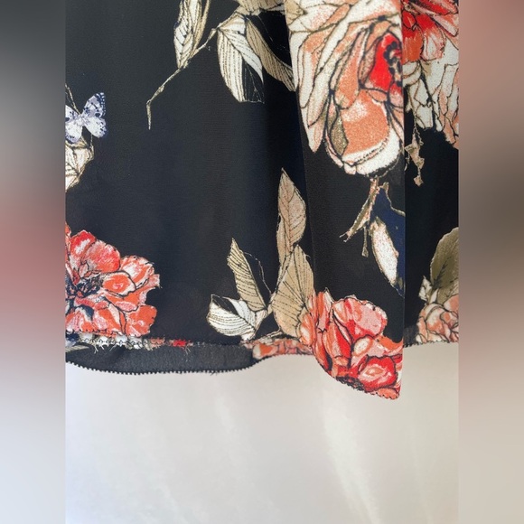 Sanctuary spring fling black and floral pleats spaghetti strap mini dress size M - Picture 4 of 5